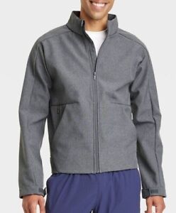 All In Motion Men's HEATHERED GRAY Soft Shell Fleece Jacket wind/water resistant