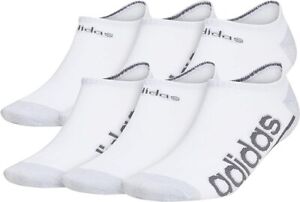 adidas Superlite Linear 3.0 No Show Socks Mens 6-12 White 6 pair NEW