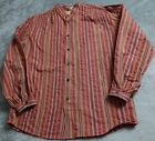 Wah Maker Frontier Clothing Men's XL Red Stripe Long Sleeve Band Collar Casual