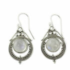 Elegant Boho moonstone Drop Earrings Women Silver Plated Lab-Created