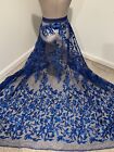 Royal Blue Embroidery Sequins Lace Fabric 50” Width Sold By The Yard