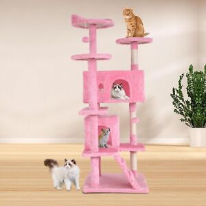 Cat Tree Tower for Indoor Cats,Funny Toys for Kittens Pet Play House 54in,Pink.