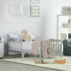 Baby Toddler Bed Kids Children Wood Bedroom Furniture w/ Safety Rails Gray