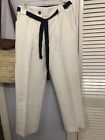 ESCADA ($590) Womens Linen Blend Wide Crop Leg Dress Trousers White  SZ 36 NEW