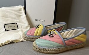 Gucci Matelasse Espadrille Leather Flats Women’s Size 37 (US 7) Authentic