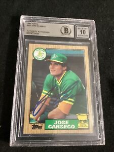 1987 Topps Baseball Jose Canseco Autograph Beckett 10 Authentic Auto