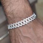 Certified 8Ct Diamonds Cuban Men's Link Bracelet in 925 Silver, 8 Inches