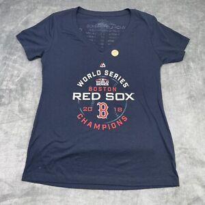 New ListingMajestic Boston Red Sox T-Shirt 2018 World Series Woman's V-neck Blue