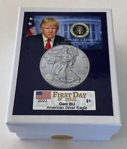 President Donald Trump...2021 American Silver Eagle .999 Silver Coin with COA*