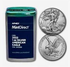 New ListingSealed 2022 APMEX MintDirect Roll American Silver Eagle Dollars 20 Bullion 1 oz