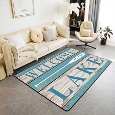 Lake Rules Decorative Area Rug, Welcome to The Lake Rugs for Living Room Bedr...