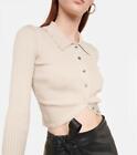 NWOT Jonathan Simkhai Truffle Sol Ribbed Knit Cropped Cardigan Size S $325