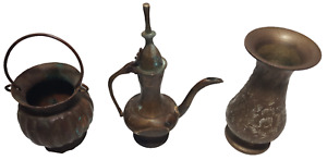 New ListingAntique Vintage Solid Brass Miniatures Sarna Vase Pail 5