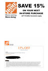 Home Depot Coupon - 15% Off  In Store Only- Valid til 5/15/24