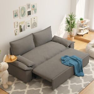 70 '' Queen Pull Out Sofa Bed 3 in 1 Convertible Sleeper Velvet Sofa Gray