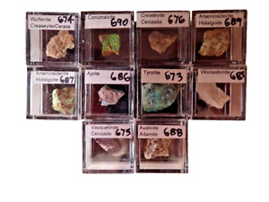 Micromount Mineral Lot MM77-10 Fine Specimens in Acrylic Boxes-Visit eBay Store!