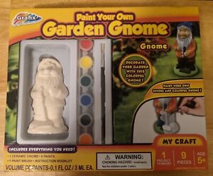 Grafix Paint Your Own Garden Gnome Ceramic figure and 6 paints craft for kids