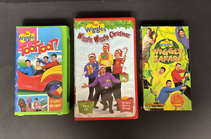 The Wiggles VHS Video Lot of 3 - Wiggly Safari, Toot Toot, Wiggly Christmas