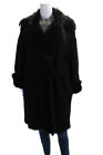 Akris Punto Womens Suede Fur Lined Long Overcoat Black Size 12