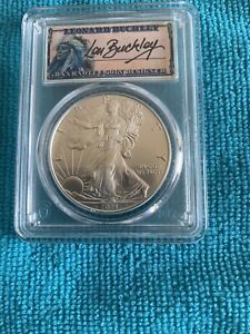 2021 $1 American Silver Eagle PCGS MS70 TYPE 1 (1 of 1000 ) LEN BUCKLEY SIGNED