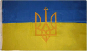 NEW 3x5 ft Ukraine Flag with Trident 3'x5' Ukrainian House Banner