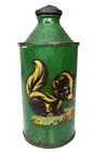 1940s Beer Can Cone Top High Profile Mystery Brand w Skunk Americana Folk Art