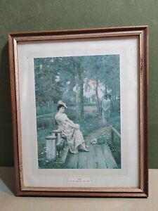 Off by Edmund Blair (E B) Leighton Framed Print 1853-1922 Lady on a Bench