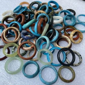 20pcs Wholesale Ring Jewelry Natural Agate Gemstone Mix Colorful Rings Lots