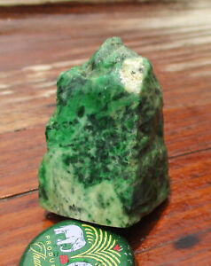 Maw Sit Sit Jade A Rough; 49 Grams; Burmese Classic; Greens, Black and White.