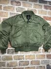 Alpha Industries Jacket Mens XXL Empty Patched Bomber Zip Up Army Green Flight