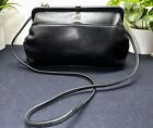 80’s ETIENNE AIGNER Medium Leather Handbag Shoulder Bag Satchel Black Vintage