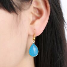Fashion Geometric Blue Waterdrop Crystal Hook Earrings Drop Dangle Jewelry Gift