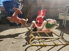 Vintage Blow Mold Christmas Santa Sleigh Reindeer General Foam  72”