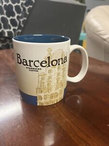 Starbucks Barcelona Cup Mug Coffee Tea Ceramic White 2015 16 oz Rare HTF