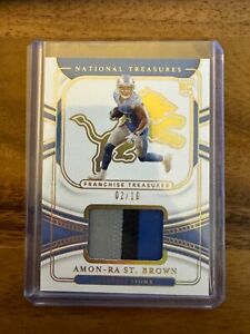 2021 Amon-Ra St. Brown National Treasures RC Franchise Treasures Patch Gold /10