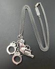 KING BABY STERLING SILVER 925 REVOLVER & HANDCUFFS PENDANT CHAIN NECKLACE LOT