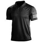 Men Short Sleeve T Shirts Casual Business Golf Button Slim Fit Tops T Shirt