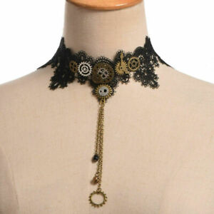 Women Steampunk Choker Punk   Necklace with gear Small Bell Gothic Necklace