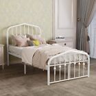 Effortless Assembly: TwinXL Metal Bed Frame with Vintage Touches