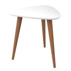 Manhattan Comfort Utopia Triangle Solid Wood End Table in White Gloss/Brown