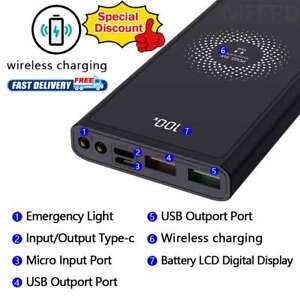 USB Wireless Power Bank Backup Fast Portable Charger External Battery 1000000mAh