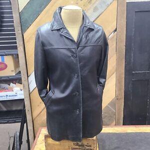 Jim & Mary Lou- Black Lambskin Leather Trench Coat W/ Thinsulate Liner Men's Med