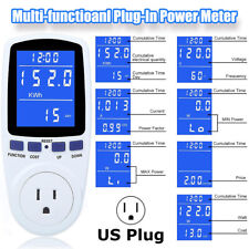 Digital Plug-in Electricity Power Meter Backlit LCD Volt Amp Watt Kwh Analyzer