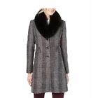 NWT $560 Forecaster of Boston platinum fox fur collar reefer coat P4303