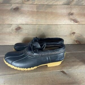 Ll Bean Womens size 8 moc boots black leather waterproof hunting shoes