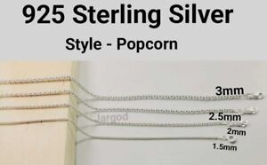 Real 925 Sterling Silver Popcorn Mesh Chain Necklace Made in Italy Jargod