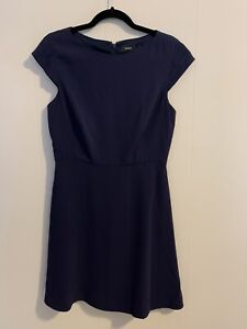 Theory Womens Cap Sleeve Shift Modern Crepe Dress Size 8 Blue Lined