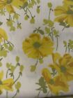 Vintage Flat Sheet 1970s Yellow Floral Queen