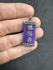 4.9g Vintage Sterling Silver 925 Purple Jade? Chinese Pendant Jewelry lot X