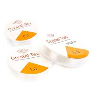 DERAYEE Crystal Elastic String for Bracelets 3 Size Clear White Stretchy Bead...
